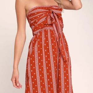 Lulu’s Tie Strapless Jumpsuit